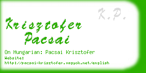 krisztofer pacsai business card